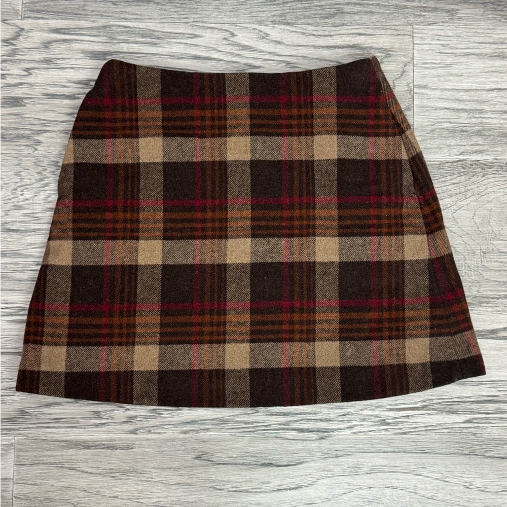 UNIQLO UPlaid A-Line Skirt - Brown and Red